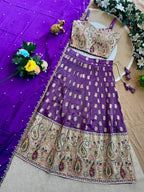 Durable Mother Daughter Matching Lehenga Choli Combo Set back view