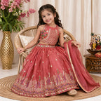Pink Dusty Rose Sequins Embroidered Lehenga with Heavy Chinon Dupatta styling view