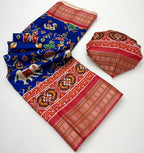 Blue Patola Saree - drape and pallu detail