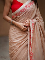 Cream Cotton Saree - back view