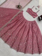 Japan Satin Lehenga with Coding Dori Sequins Work for Wedding Wear blouse and dupatta detail