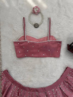 Japan Satin Lehenga with Coding Dori Sequins Work for Wedding Wear styling view