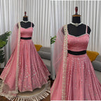 Japan Satin Lehenga with Coding Dori Sequins Work for Wedding Wear fabric texture detail