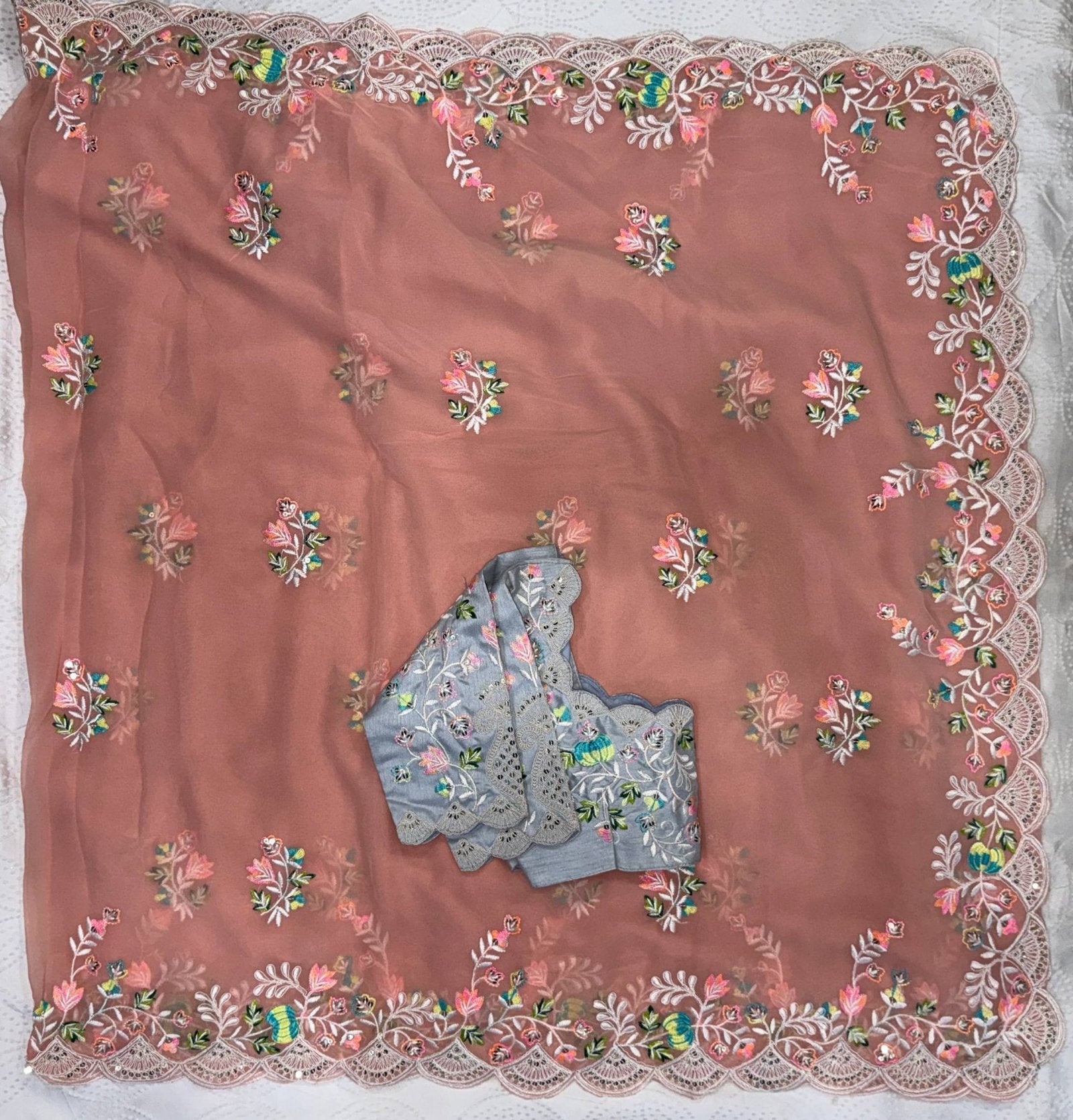 Peach Georgette Saree - detail view 12