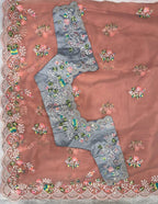 Peach Georgette Saree - detail view 15