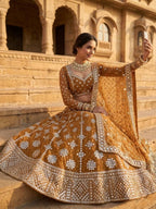 Faux Georgette Lehenga with Embroidered Dupatta for Bridal Fashion for women | Snyvia