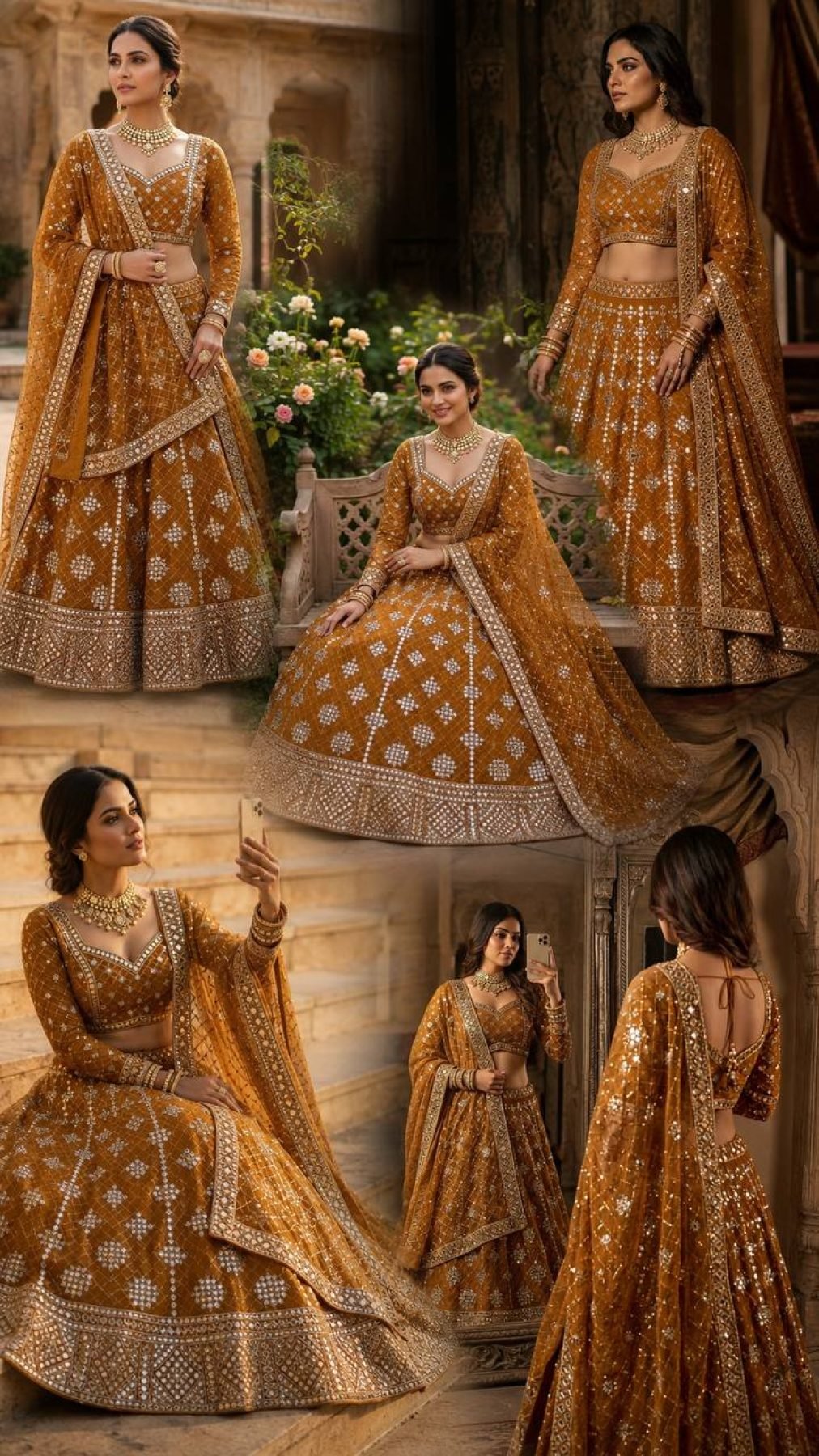 Yellow Faux Georgette Lehenga with Embroidered Dupatta for Bridal Fashion fabric texture detail