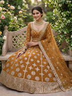 Yellow Faux Georgette Lehenga with Embroidered Dupatta for Bridal Fashion colour variant view