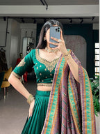 Vichitra Silk Lehenga Choli with Sequins Embroidery for Wedding Wear colour variant view