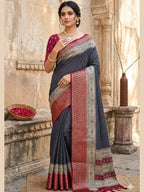 Blue Cotton Saree for women - full front view | Snyvia