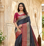 Blue Cotton Saree - fabric texture close-up