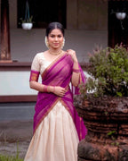 Poly Cotton Lehenga Choli with Traditional Zari Weaving for Festive Wear styling view