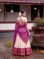 Poly Cotton Lehenga Choli with Traditional Zari Weaving for Festive Wear front view