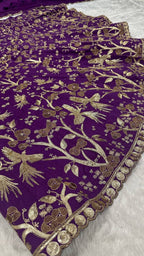 Purple Thai Silk Lehenga with Sequins Zari Work for Wedding Wear colour variant view