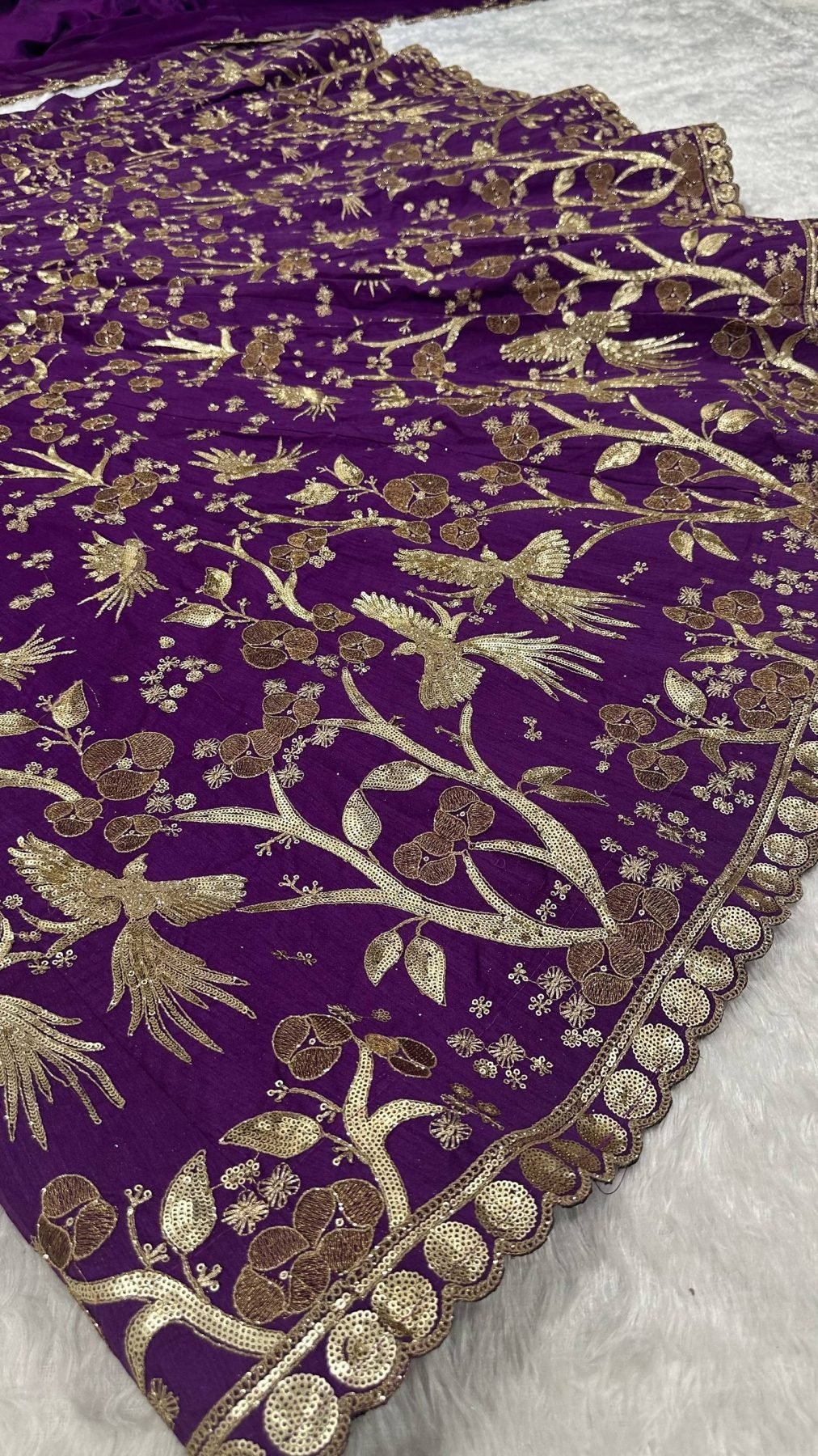 Purple Thai Silk Lehenga with Sequins Zari Work for Wedding Wear colour variant view