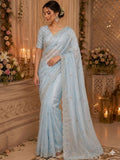 Blue Saree for women - full front view | Snyvia