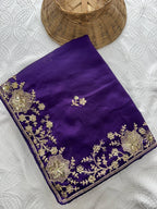Purple Silk Saree - pallu design detail