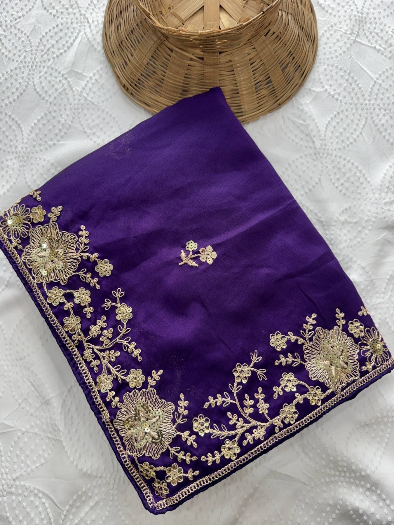 Purple Silk Saree - pallu design detail