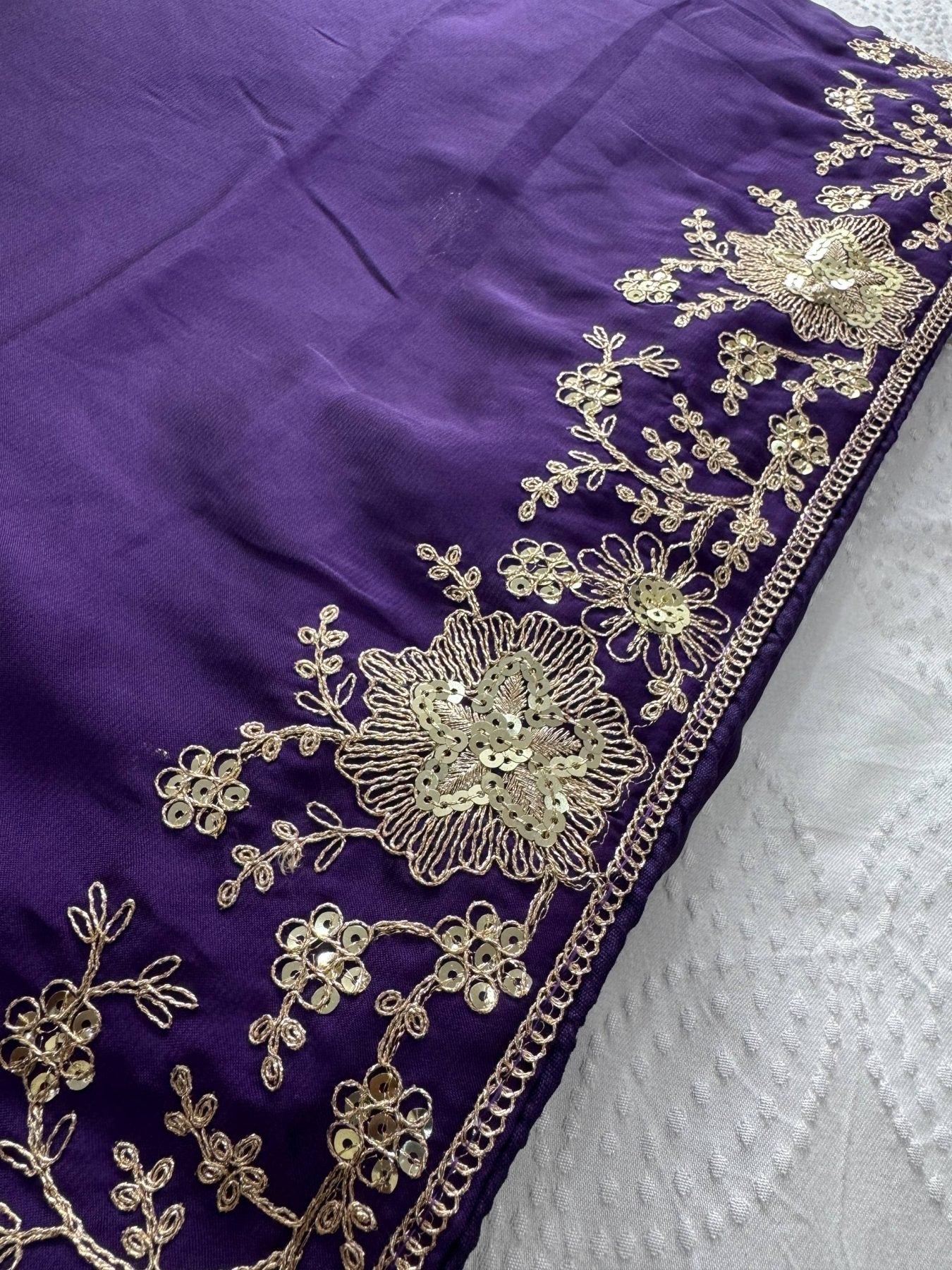 Purple Silk Saree - back view