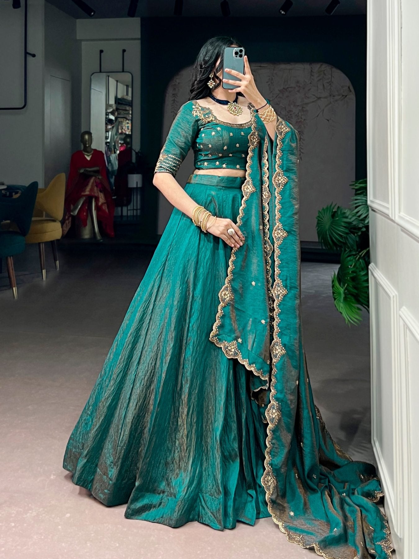NC Silk Lehenga Choli Set with Sequins Embroidery Dupatta colour variant view