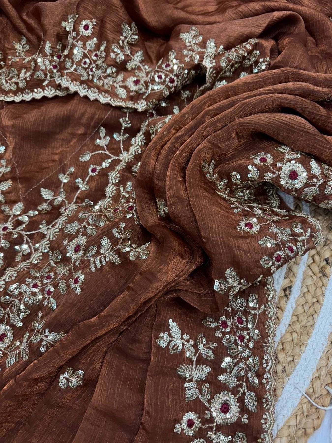 Chiffon Saree - drape and pallu detail