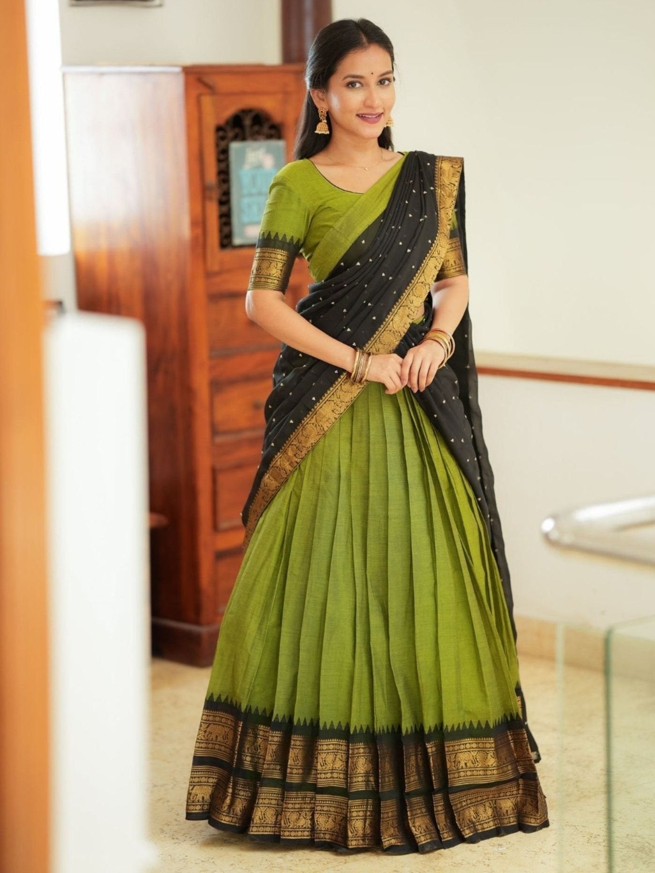 Kanjivaram Silk Lehenga Choli with Zari Weaving and Georgette Dupatta for women | Snyvia