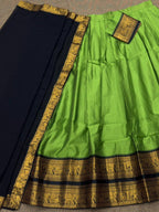 Green Kanjivaram Silk Lehenga Choli with Zari Weaving and Georgette Dupatta back view