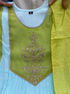 Mul Chanderi Kurta Pant Set with Banarasi Lagadi Dupatta full set view