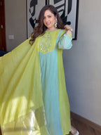 Mul Chanderi Kurta Pant Set with Banarasi Lagadi Dupatta fabric texture detail