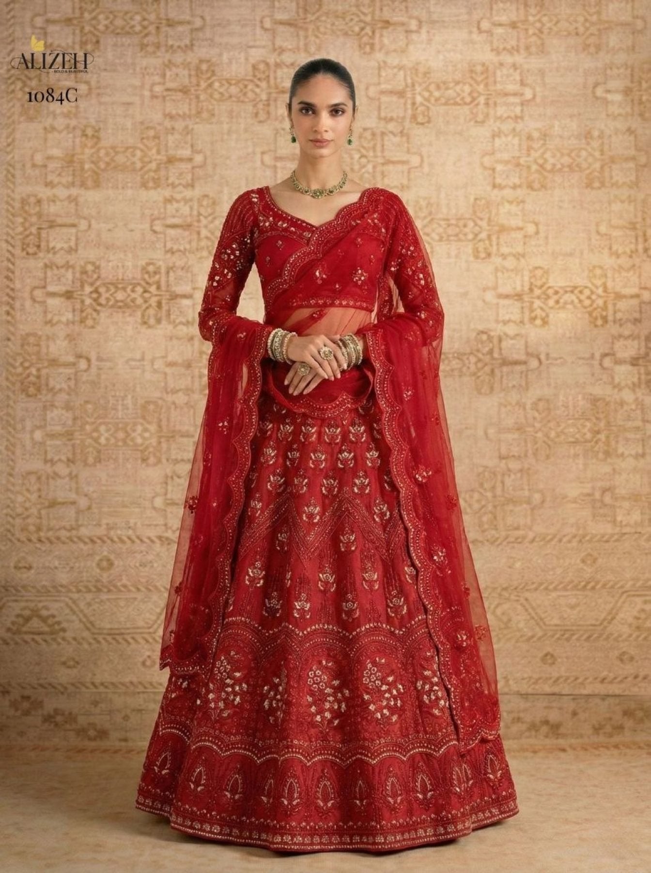 Butterfly Net Lehenga Choli with Banglori Silk Inner for Bridal Wear embroidery close-up