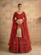 Butterfly Net Lehenga Choli with Banglori Silk Inner for Bridal Wear fabric texture detail