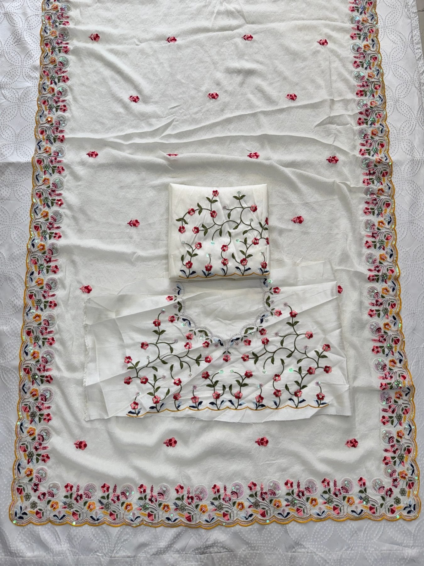White Silk Saree - full-length drape