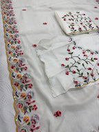 White Silk Saree - detail view 15