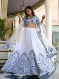Satin Lehenga with Embroidered Net Dupatta for women | Snyvia