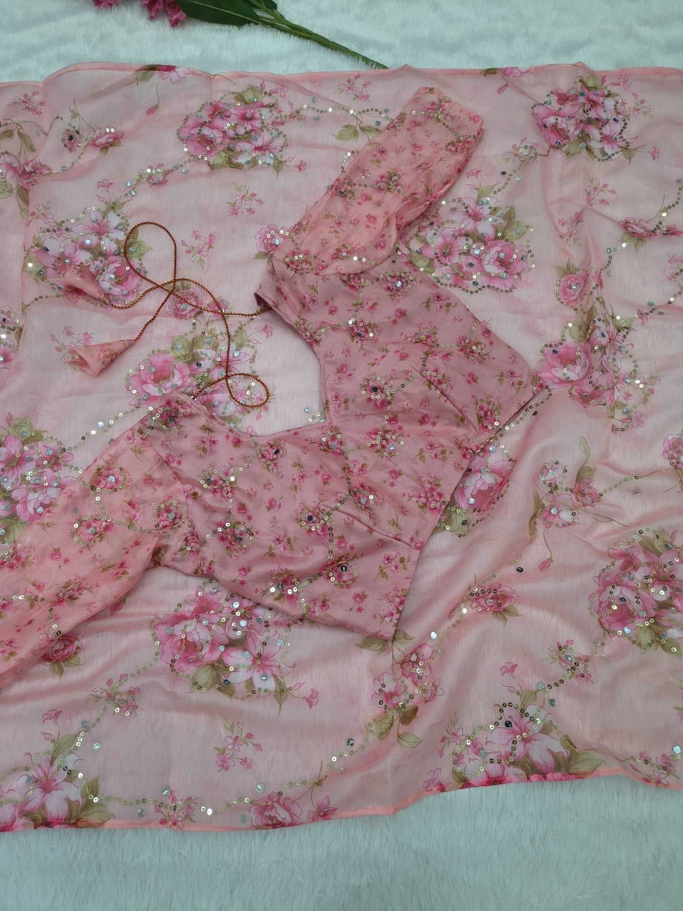 Pink Tabby Saree - detail view 19