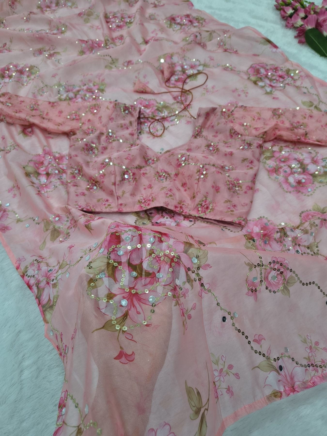 Pink Tabby Saree - detail view 20