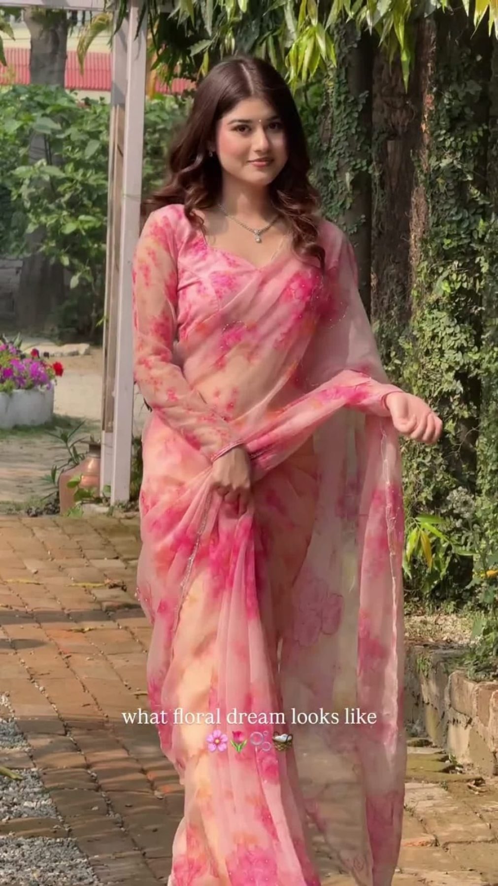 Pink Tabby Saree - fabric texture close-up