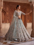 Net Lehenga Choli with Heavy Sequins and Cotton Thread Work back view