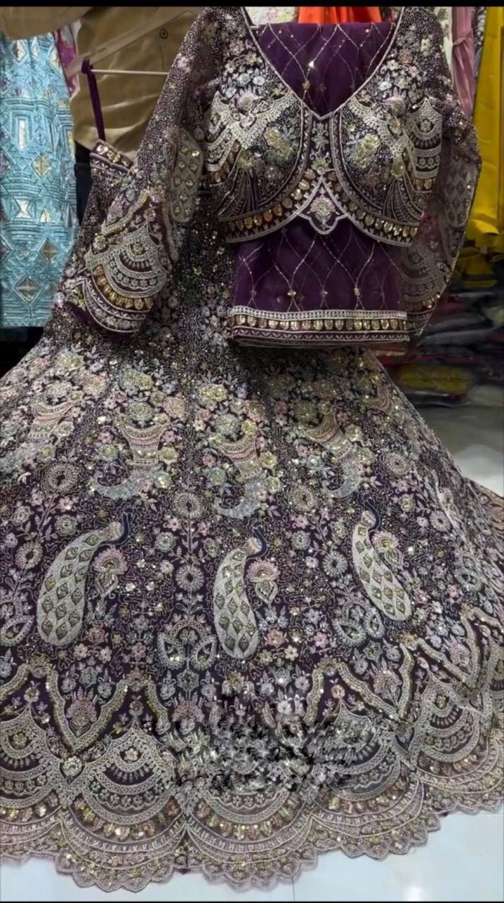 Butterfly Net Coding Sequins Lehenga blouse and dupatta detail