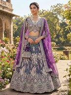 Butterfly Net Coding Sequins Lehenga back view