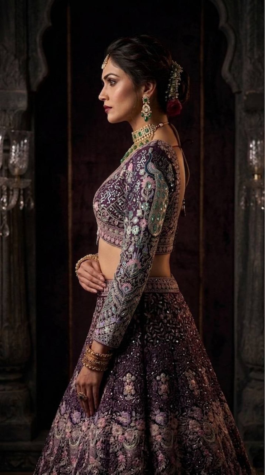 Butterfly Net Coding Sequins Lehenga colour variant view