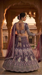 Butterfly Net Coding Sequins Lehenga front view