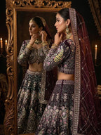 Butterfly Net Coding Sequins Lehenga embroidery close-up