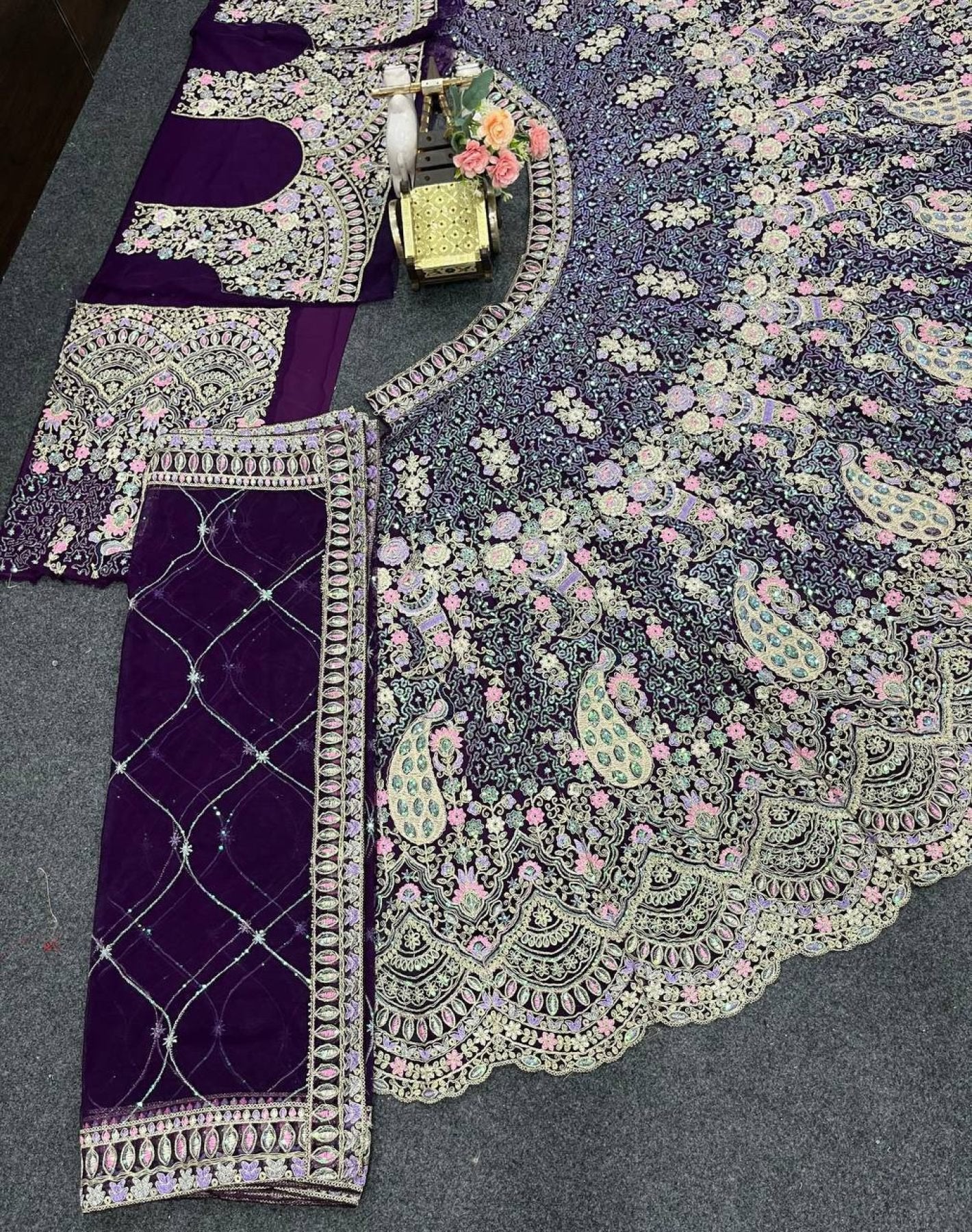Butterfly Net Coding Sequins Lehenga colour variant view