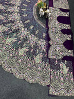 Butterfly Net Coding Sequins Lehenga full drape view