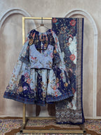 Tabby Silk Lehenga Set with Rich Digital Print and Embroidered Dupatta blouse and dupatta detail
