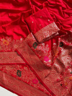 Red Georgette Saree - drape and pallu detail