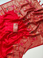 Red Georgette Saree - embroidery work detail