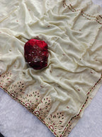 White Saree - embroidery work detail