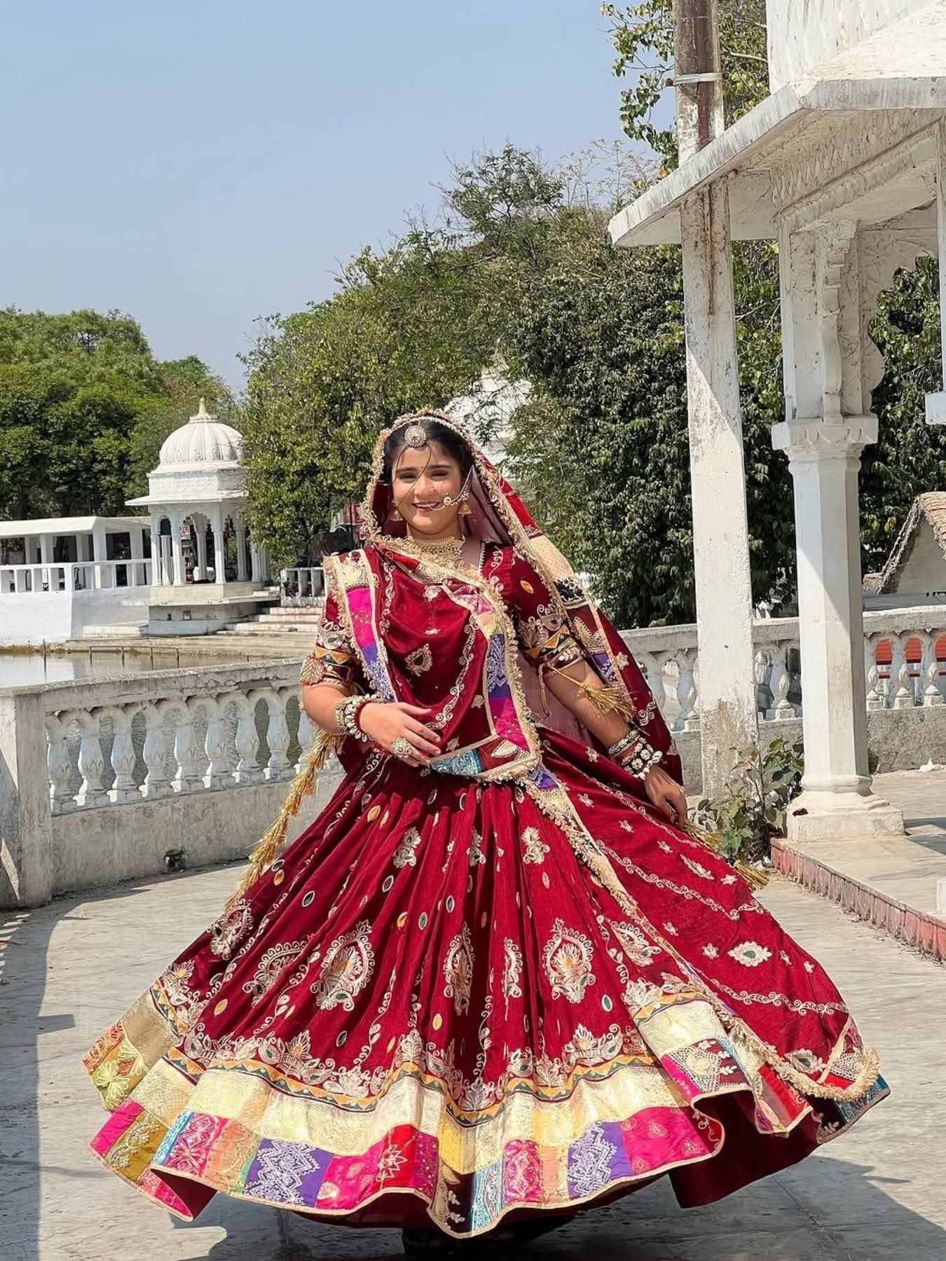 Digital Print Lehenga with Mirror Work and Gota Patti Detailing for women | Snyvia